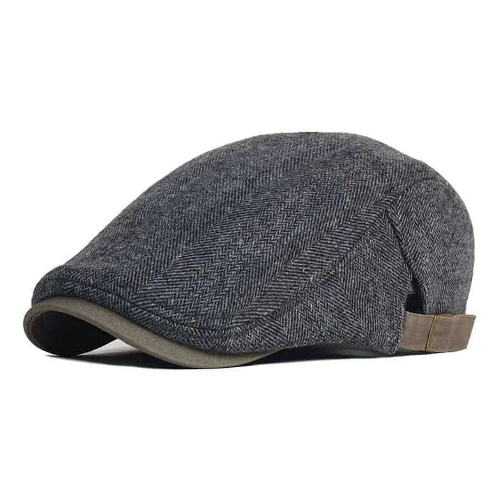 Men Winter Wool Cap, Thick Warm Vintage Herringbone - Calibra OneZero