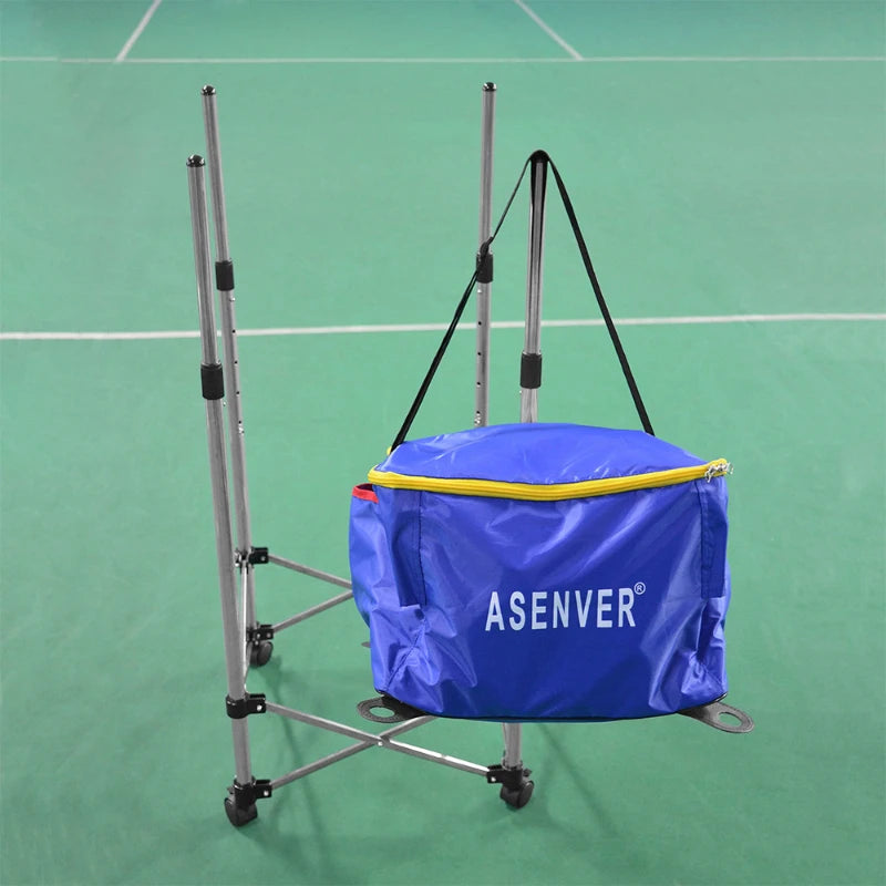 Tennis Training Device Cart Adjustable Height Ball Storage Movable Basket Storage Basin