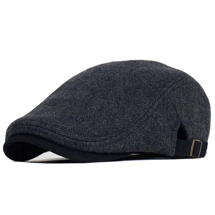 Men Winter Wool Cap, Thick Warm Vintage Herringbone - Calibra OneZero