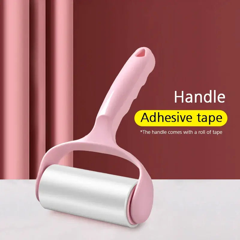 Pink washable lint roller pet hair remover with adhesive tape for cleaning furniture and clothing, featuring an ergonomic handle.