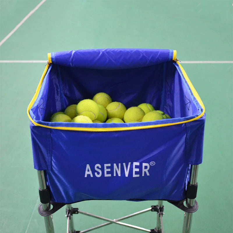Tennis Training Device Cart Adjustable Height Ball Storage Movable Basket Storage Basin