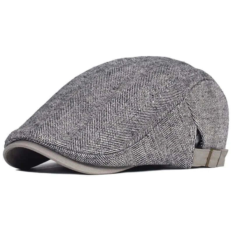 Men Winter Wool Cap, Thick Warm Vintage Herringbone - Calibra OneZero