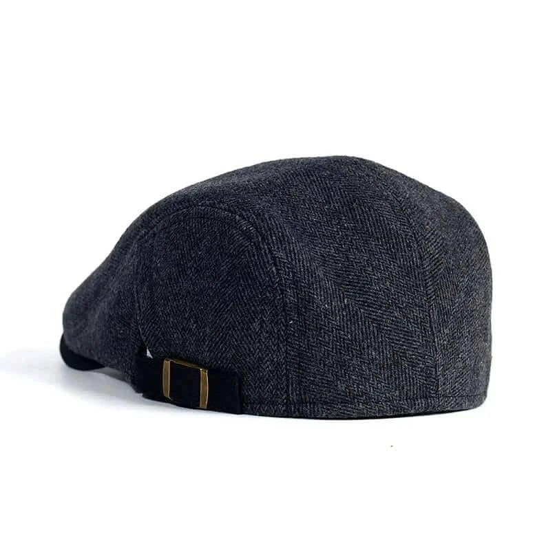 Men Winter Wool Cap, Thick Warm Vintage Herringbone - Calibra OneZero