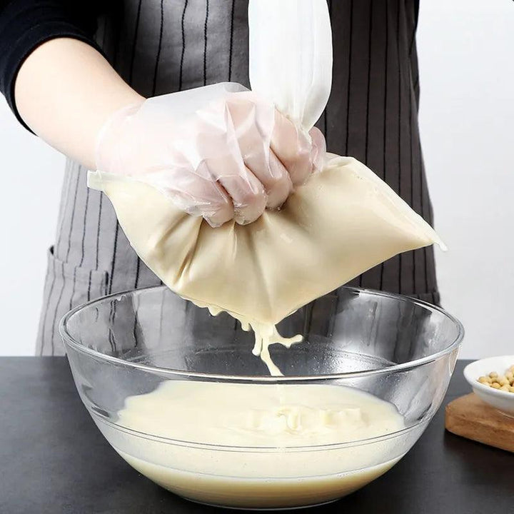 "Soy milk filter bag" "Nut milk filter net" "Versatile mesh kitchen tool"