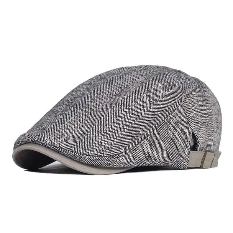 Men Winter Wool Cap, Thick Warm Vintage Herringbone - Calibra OneZero