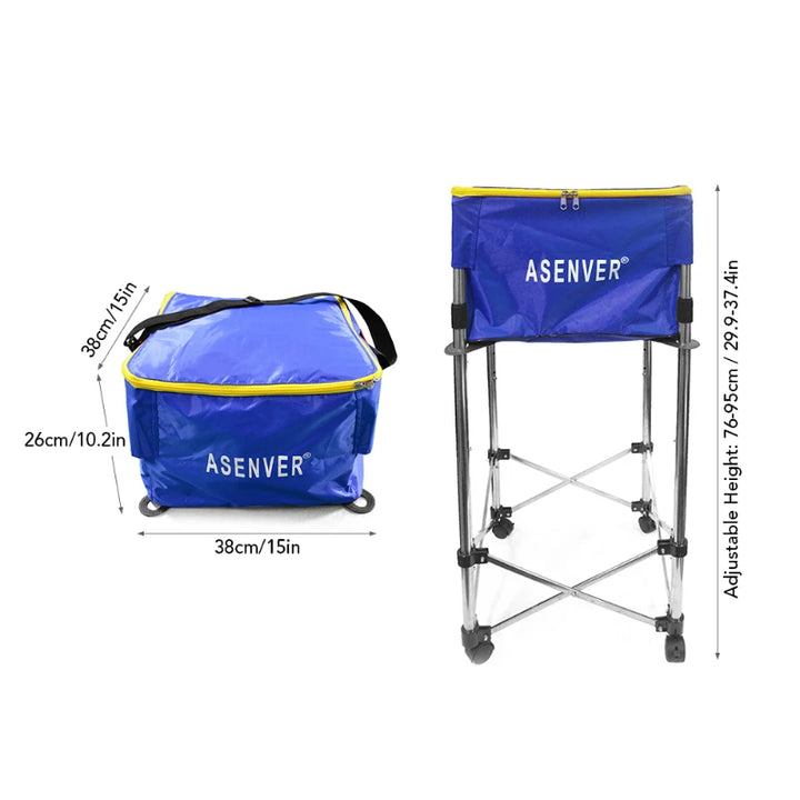 Tennis Training Device Cart Adjustable Height Ball Storage Movable Basket Storage Basin