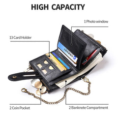 "Luxury men's purse" "High-quality leather wallet" "Classic retro wallet with chain"