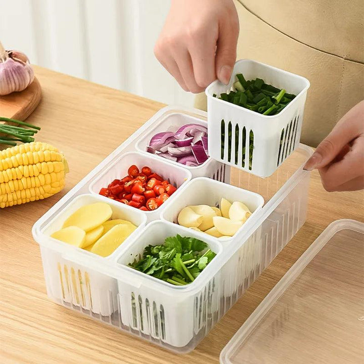 Refrigerator Storage Box, Food Vegetable Fruit Storage Box,  Fridge Organizer, Drain Basket