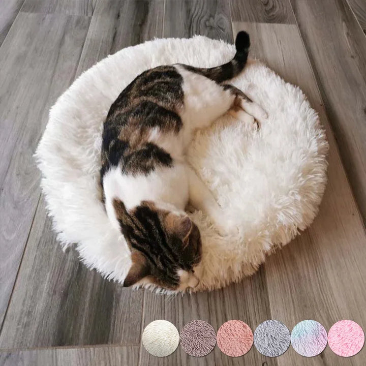 Plush Cat Bed Pet Sleeping Mat Round Cat Cushion