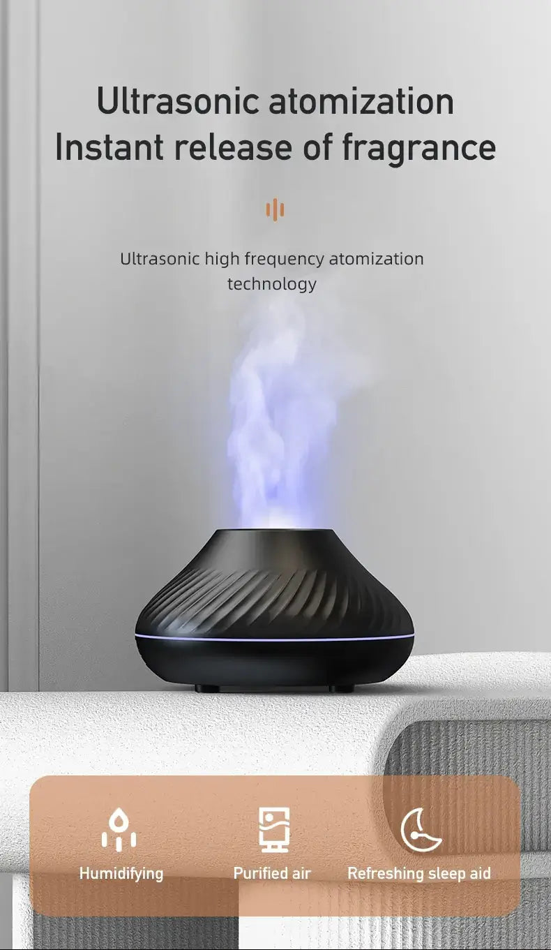 Aromatherapy humidifier with high fog and fragrance release for small spaces, featuring ultrasonic atomization technology.