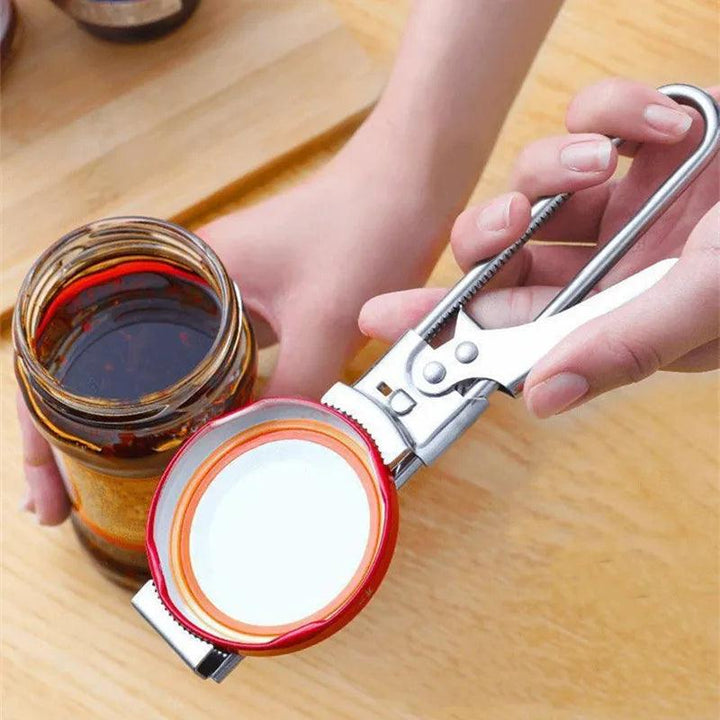 Stainless Steel Adjustable Multi-Function Jar Opener - Effortless Kitchen Tool for Lids, Cans, and Bottles