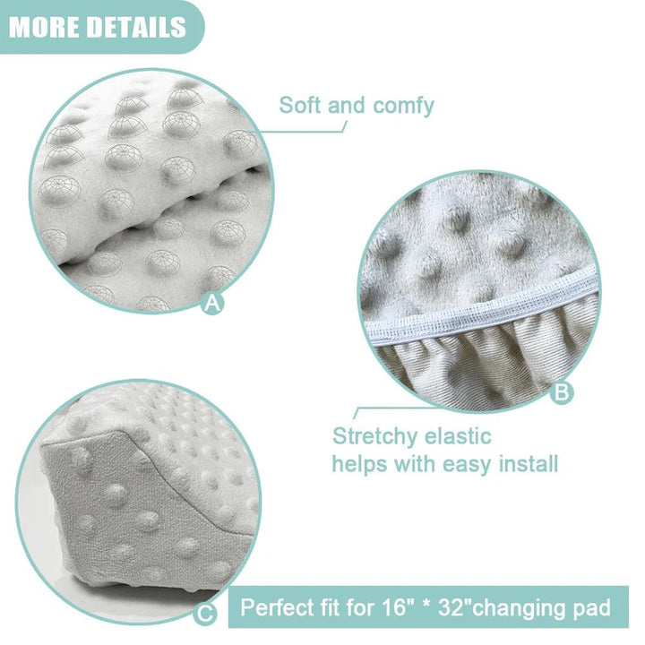 "Reusable changing pad cover" "Minky dot fabric diaper pad" "Foldable travel baby changing mat"