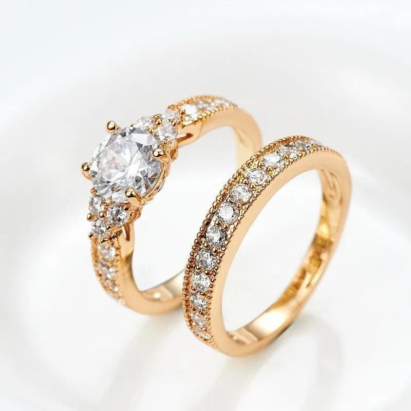 Yellow Gold Color Rings, Hypoallergenic Jewelry, Cubic Zirconia Rings