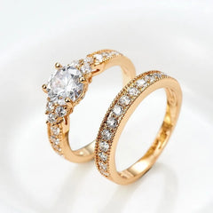 Yellow Gold Color Rings Hypoallergenic Jewelry Cubic Zirconia Rings