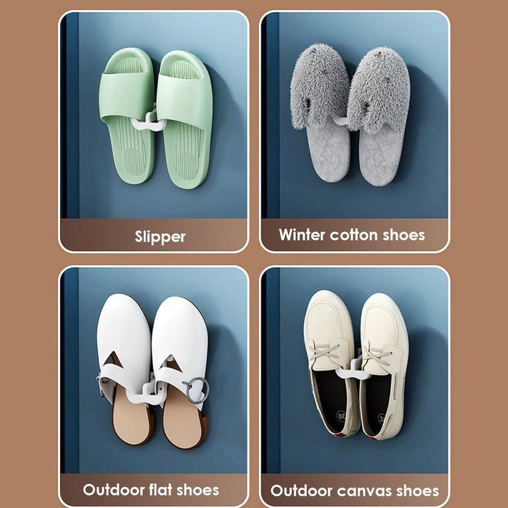 "Slippers hanger hooks" "Wall-mounted shoe rack" "Organizers for small objects"