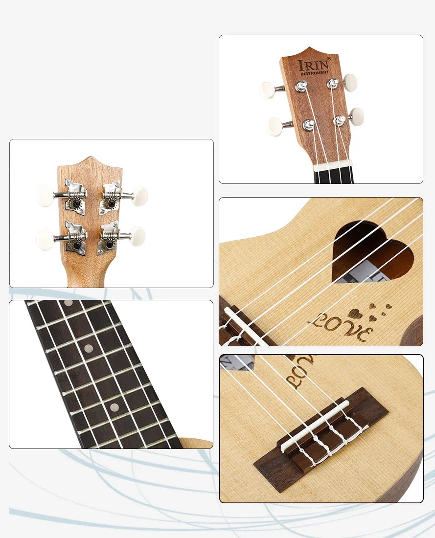 IRIN Ukulele 17 Inch Spruce Wood Ukulele Hawaiian Guitar