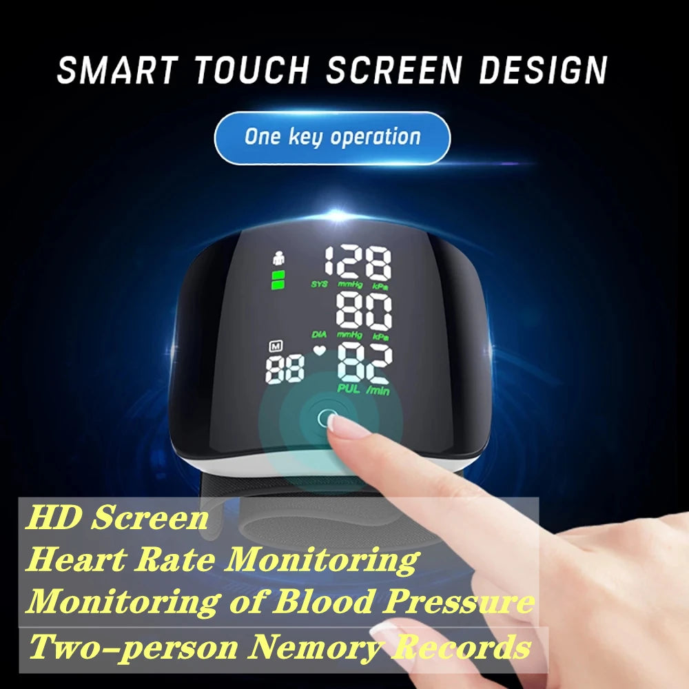 Smart Wrist Sphygmomanometer, Touchable Heart Rate Monitor, Can Store Data Support Voice Broadcast