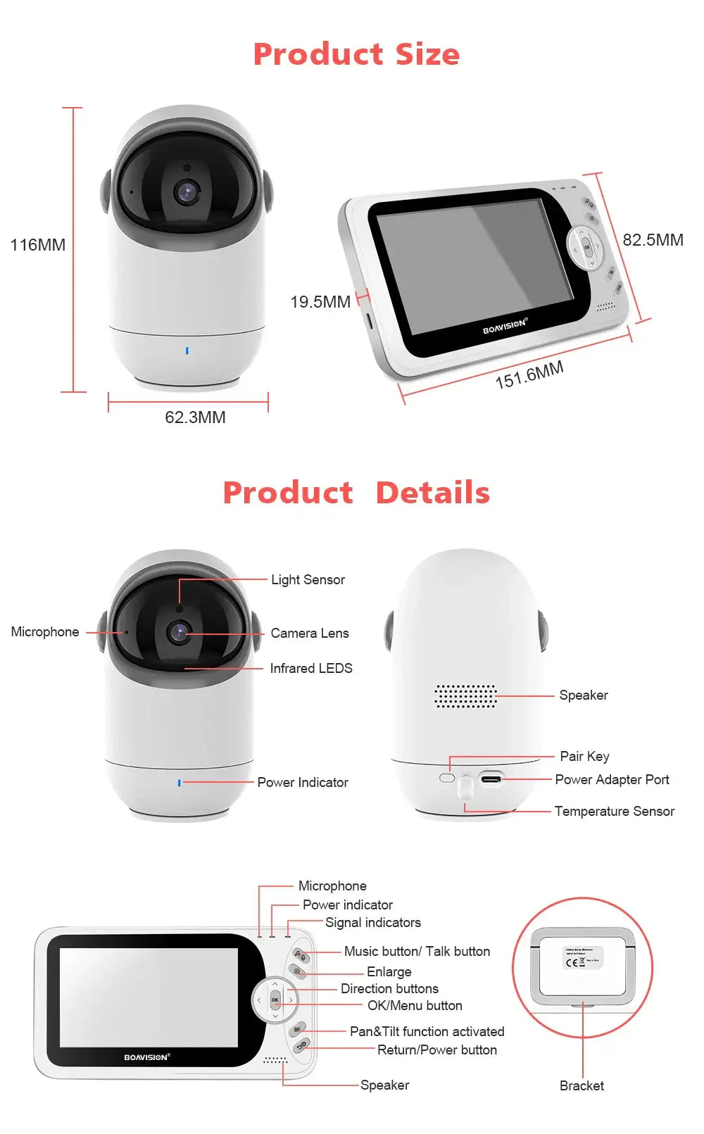 Video Baby Monitor, Tilt Camera