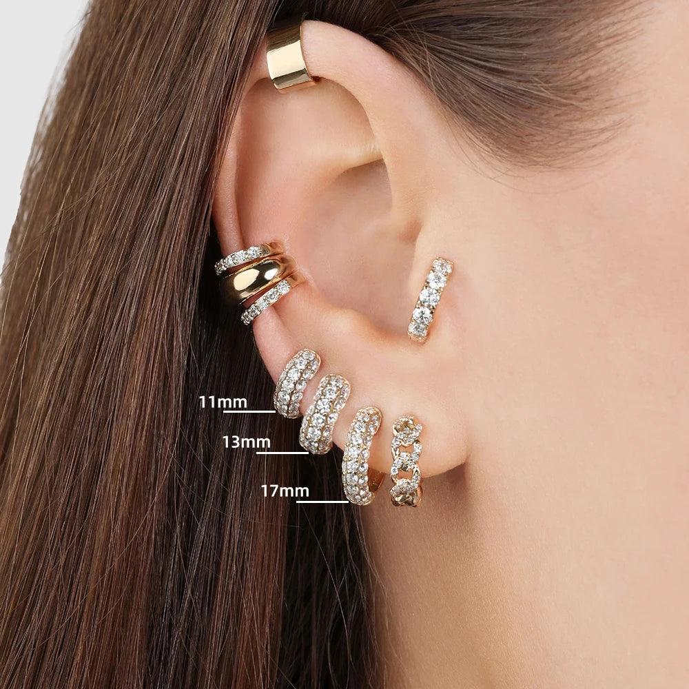 "Small circle hoop earrings" "Gold CZ zircon earrings" "Trendy minimalist earrings"