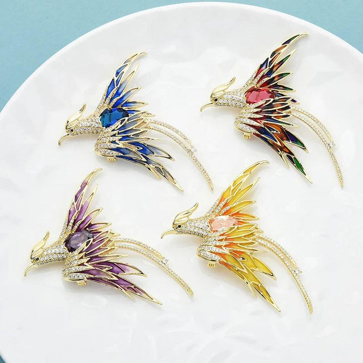 Crystal Phoenix Bird Brooch Wuli&baby Brooch Pins Colorful Brooch for Parties