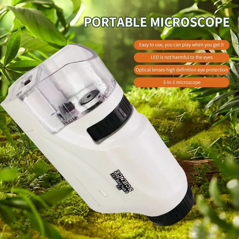 Mini Pocket Microscope Portable Laboratory Microscope Kids Science Experiment Kit