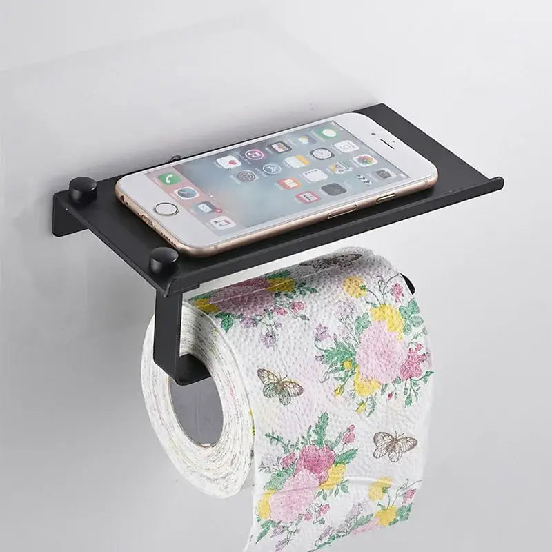 Aluminum Alloy Toilet Paper Holder, Bathroom Wall Mount ,WC Paper Phone Holder