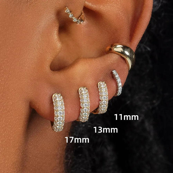 "Small circle hoop earrings" "Gold CZ zircon earrings" "Trendy minimalist earrings"