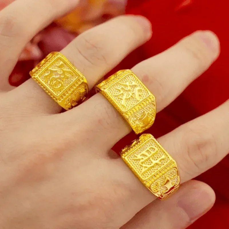 "Adjustable men's ring" "18K men's ring" "Dragon design ring"