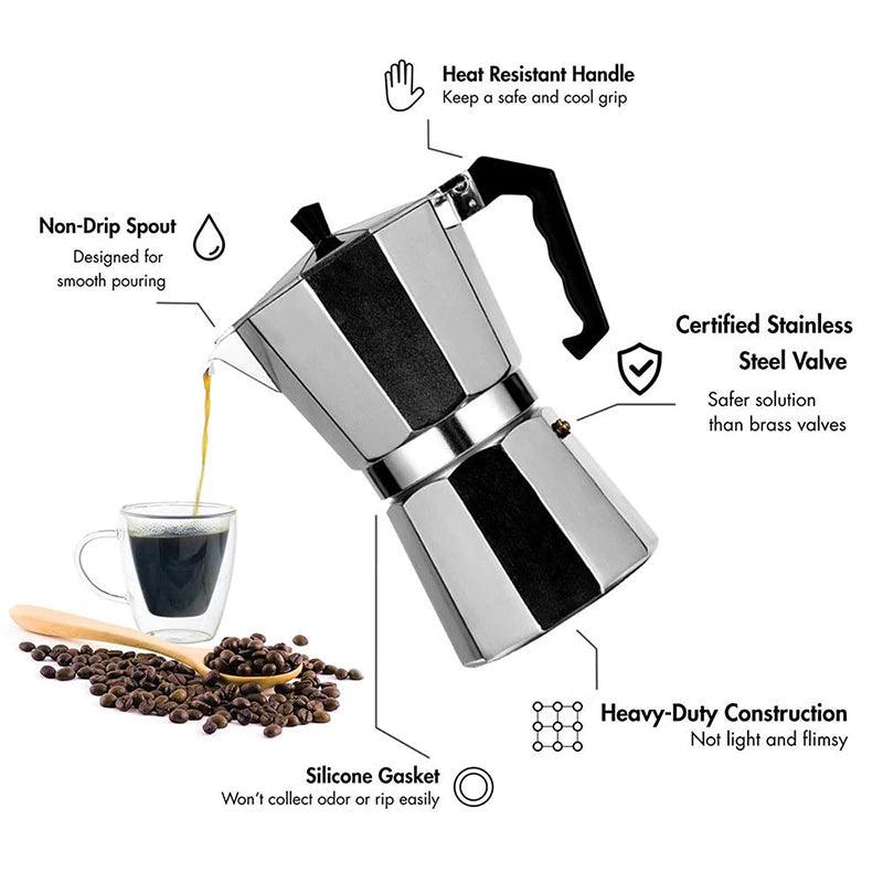 Moka Pot Espresso Maker, Stovetop Coffee Maker, Classic Italian Coffee Maker