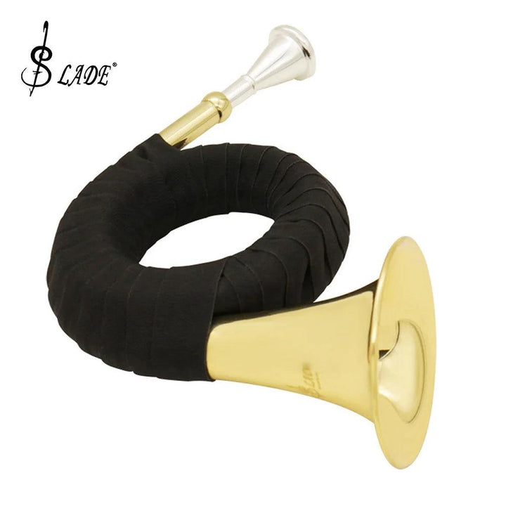 "SLADE Bb brass hunting horn" "Professional hunting horn" "Gold-plated wind instrument"!"