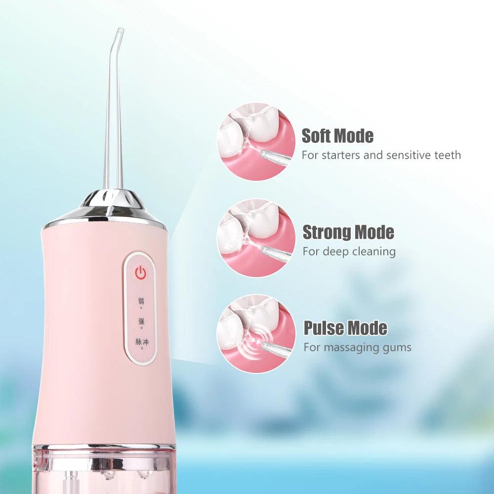 Portable Dental Water Flosser USB Rechargeable Oral Irrigator IPX7 Waterproof