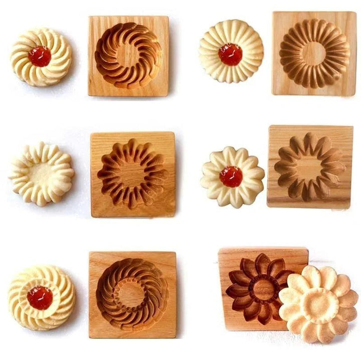 Wooden 3D Cookie Cutters, Christmas Biscuit Cutter, Moldes Embossing Mold for Cakes