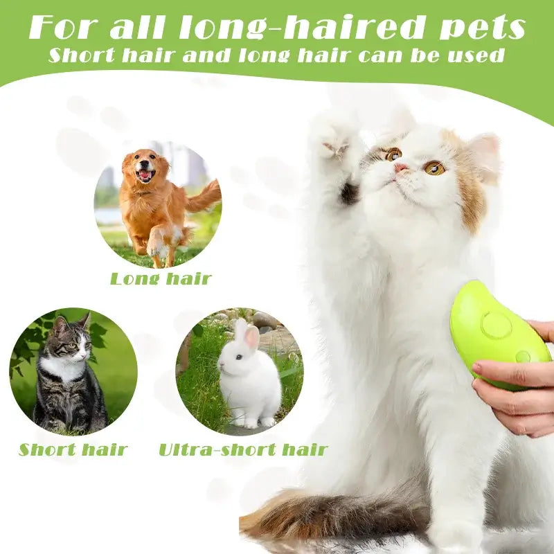 Electric Steam Brush for Dogs Cat Hair Brush with Spray Pet Grooming Brush for Tangles