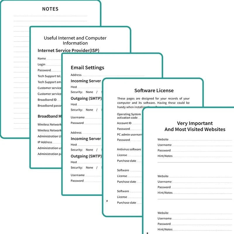 Password Book Password Keeper Internet Address Organizer - Calibra OneZero