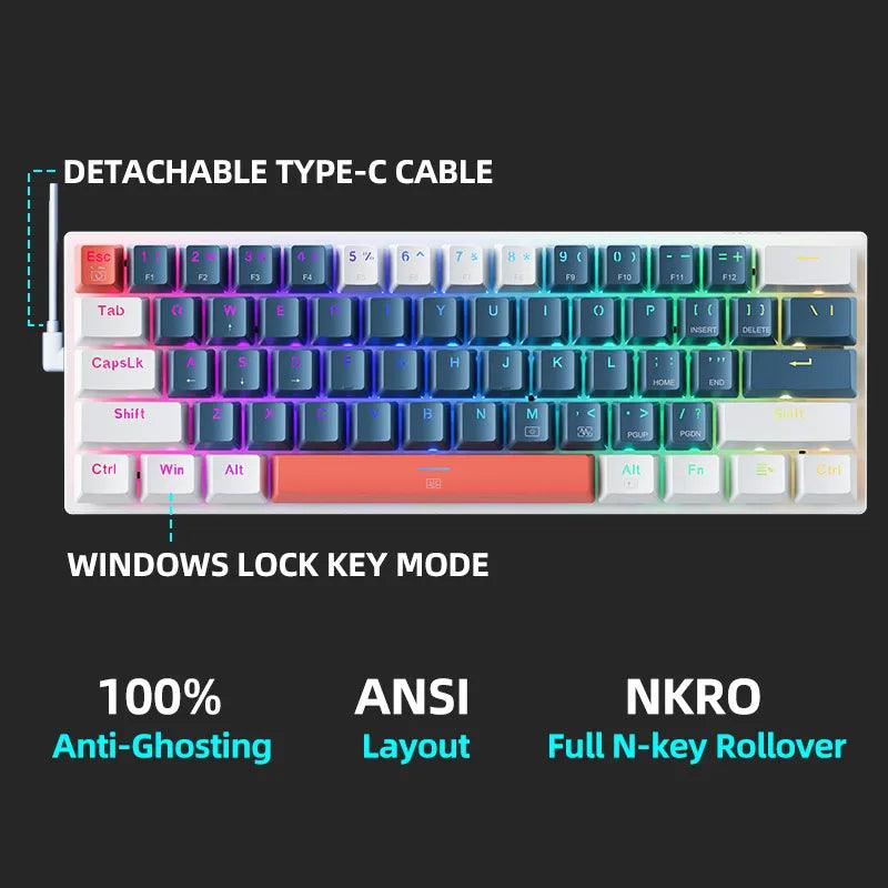 Mechanical Keyboard, RGB Backlit Keyboard, Compact Gaming Keyboard