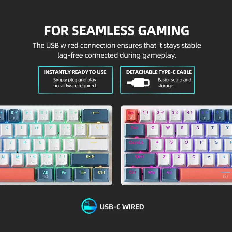 Mechanical Keyboard, RGB Backlit Keyboard, Compact Gaming Keyboard