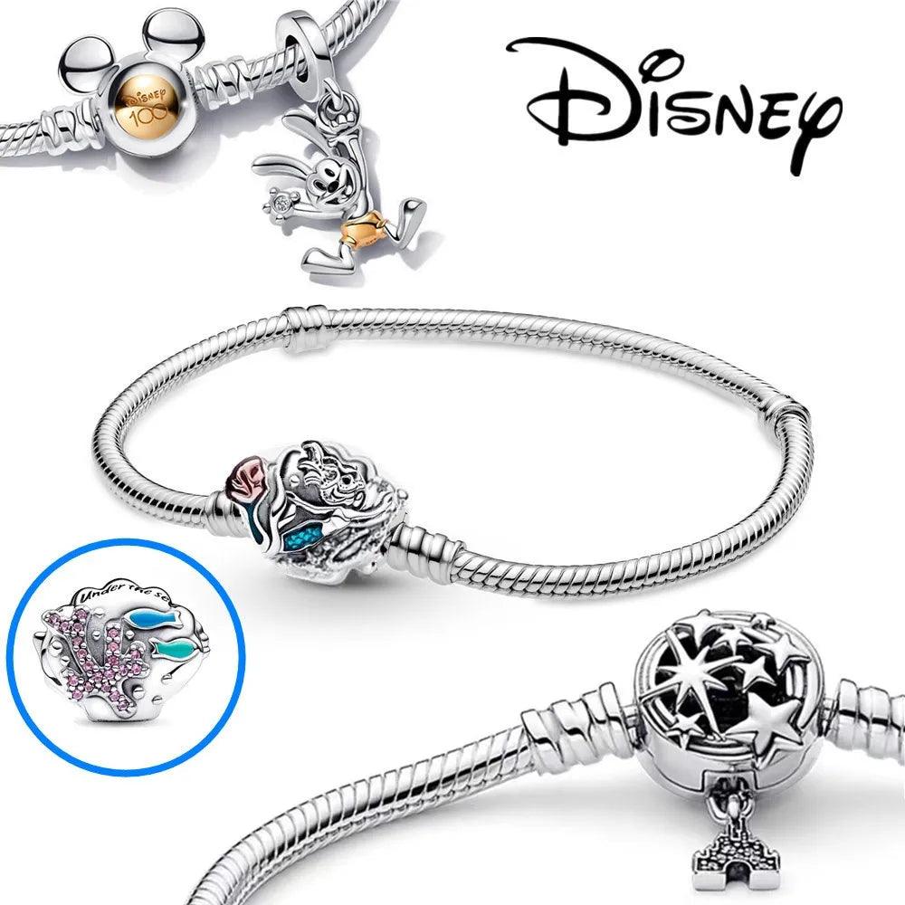 Silver Bracelet Mickey Mouse Charm Bracelet Disney Themed Jewelry