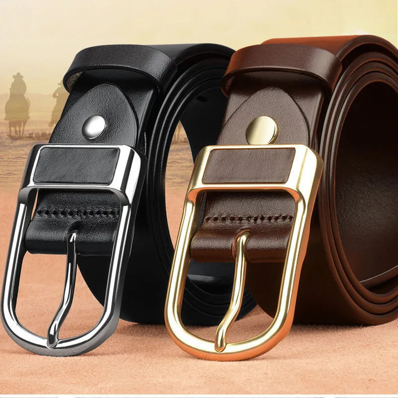 Genuine Leather Men's Belt High-Quality Jeans Belt Premium Leather Waist Accessory