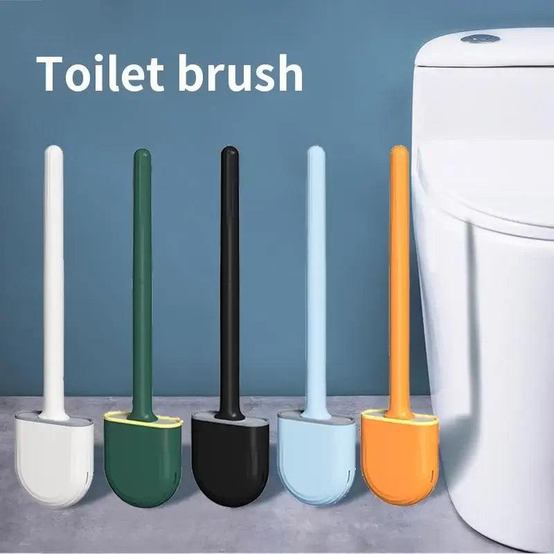 Wall Hanging Toilet Brush Long-Handled Silicone Brush Bathroom Accessories Holder