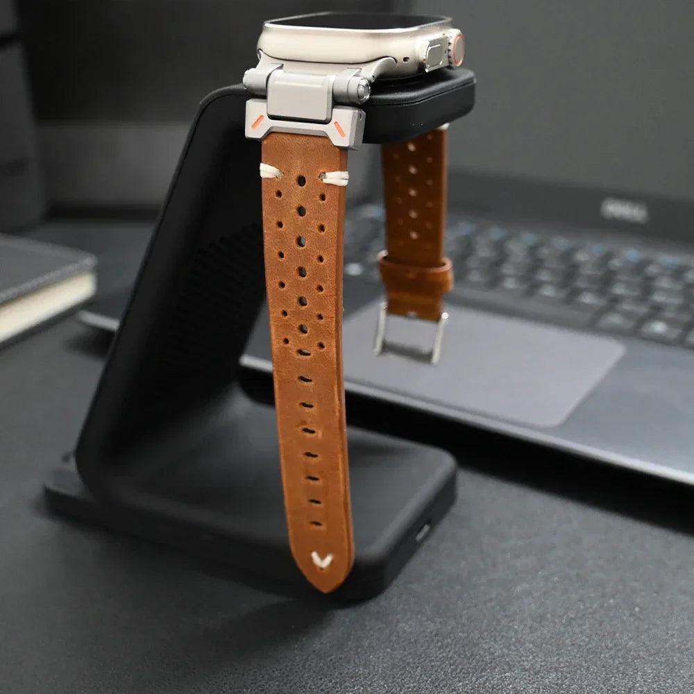 Echtes Lederarmband für die Apple Watch. Premium-Lederarmband. Hochwertiges Armband für die Apple Watch.