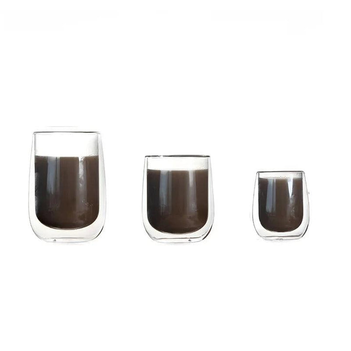 Clear Double Wall Glass Coffee Mugs | Insulated Cups for Bar, Tea, Juice, Milk, Water