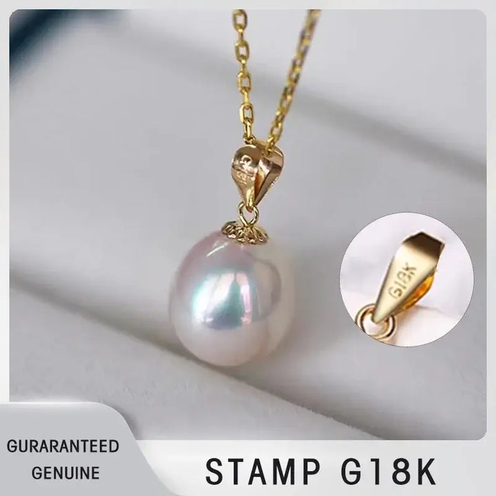 Yellow Gold Natural Freshwater Pearl, Pendant Necklace For  Women