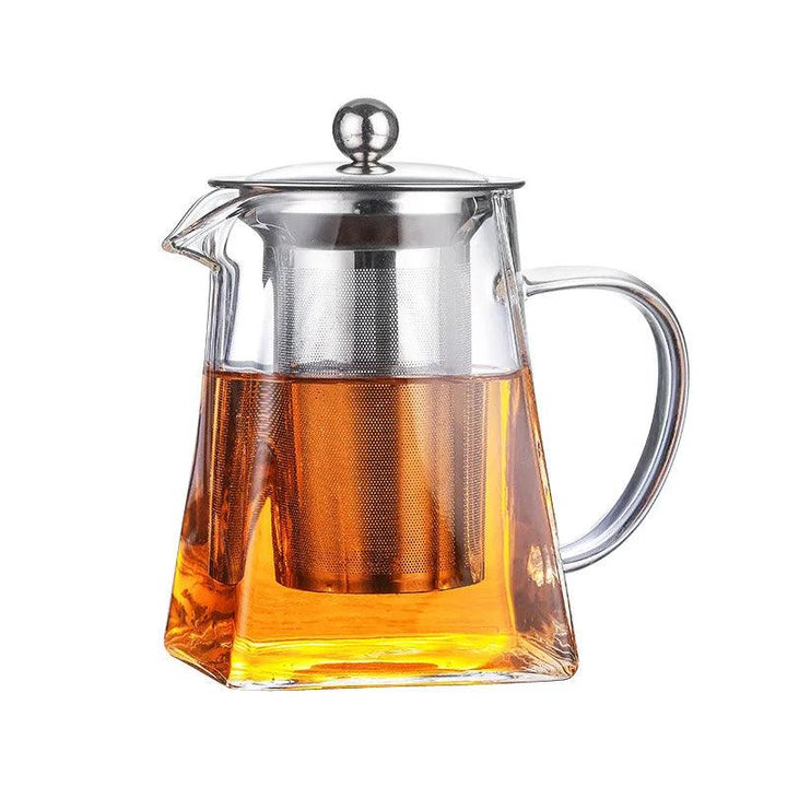 Heat Resistant Glass Teapot with Stainless Steel Tea Infuser Filter Flower