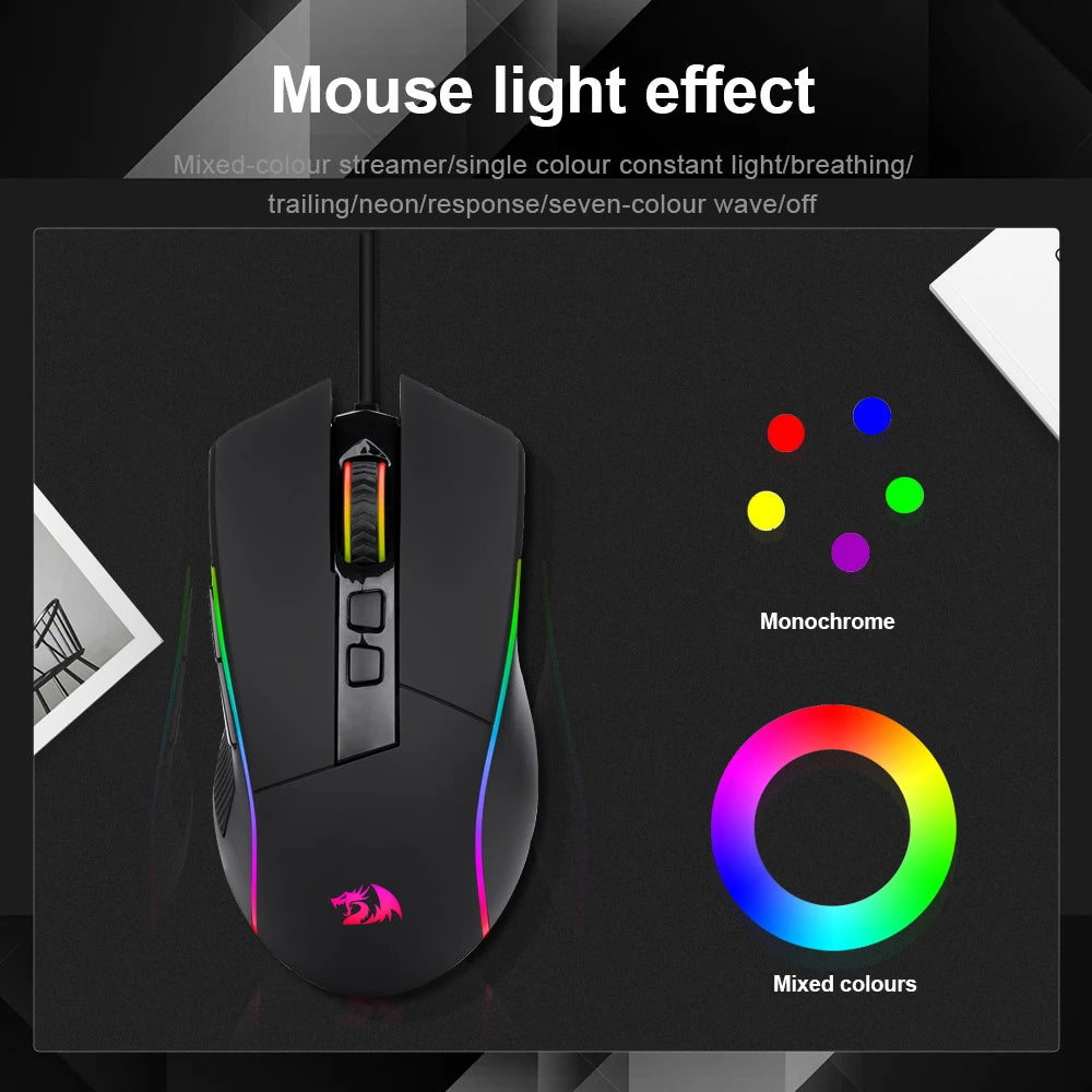 Gaming Mouse Lonewolf G105 RGB USB Wired Mouse 8000 DPI Programmable