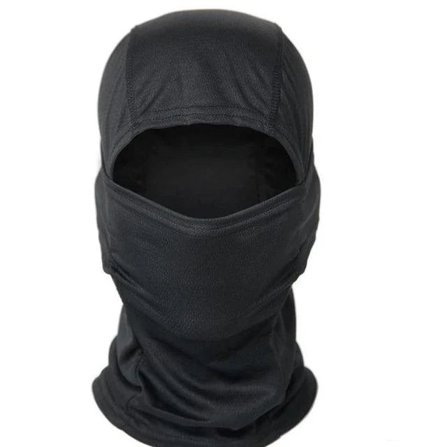 The "Full Face Mask Ski Bike Cycling, Hunting Head Cover Scarf Multicap Airsoft Cap Men" is a black full face mask balaclava made with soft, stretchy fabric. It offers warmth and protection for outdoor activities. Its breathable design includes an opening for the eyes, ensuring comfort and practicality in a range of weather conditions.