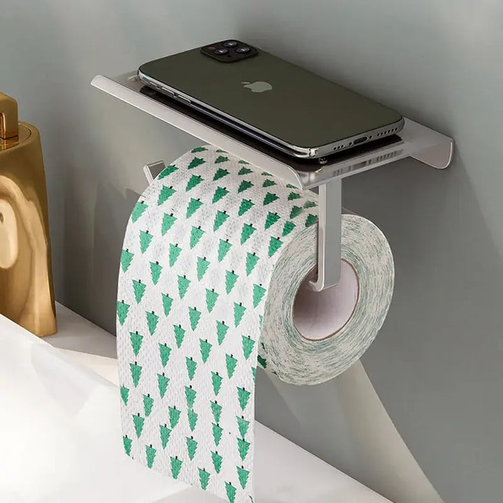 Aluminum Alloy Toilet Paper Holder, Bathroom Wall Mount ,WC Paper Phone Holder