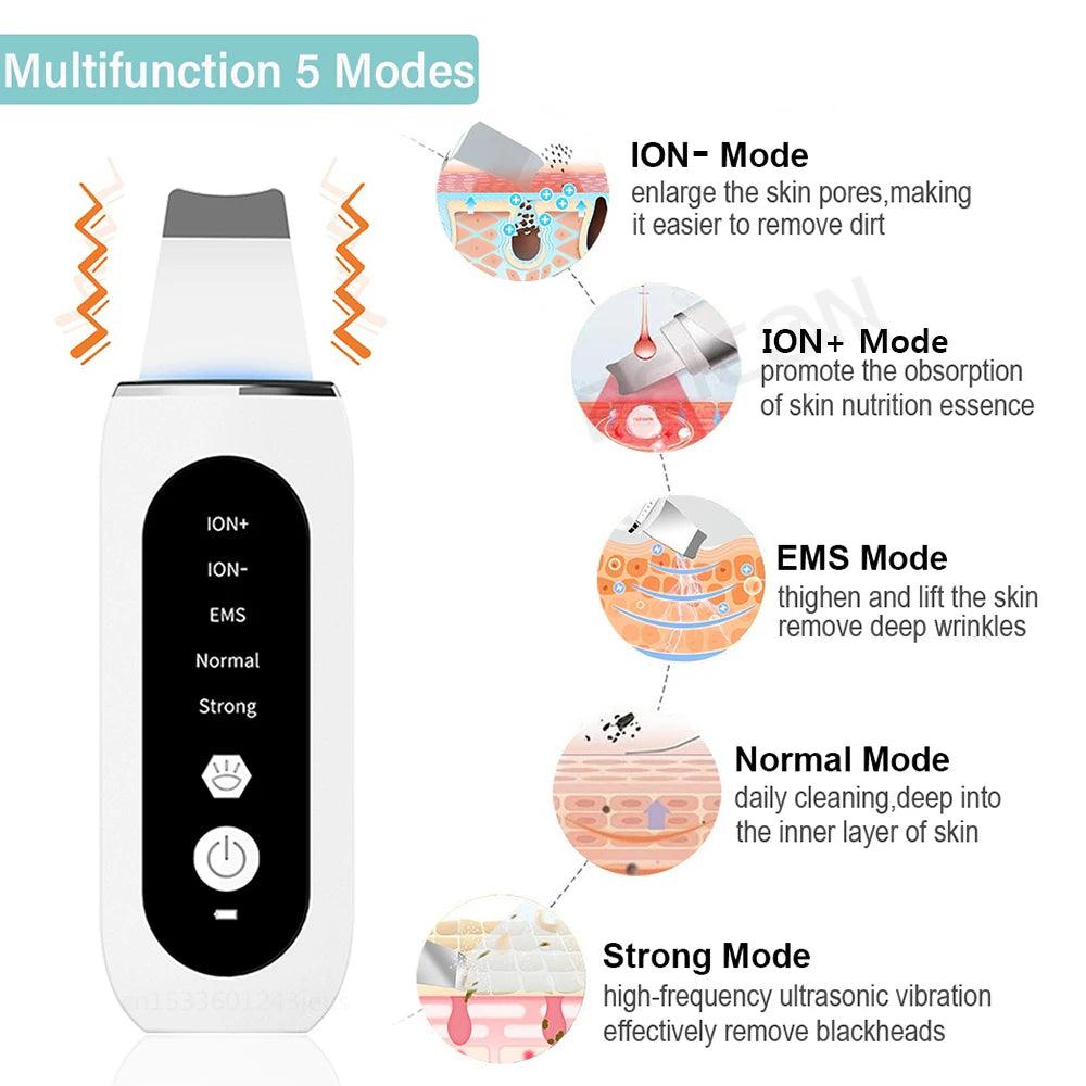 Ultrasonic Skin Scrubber Blackhead Remover Deep Face Cleanser