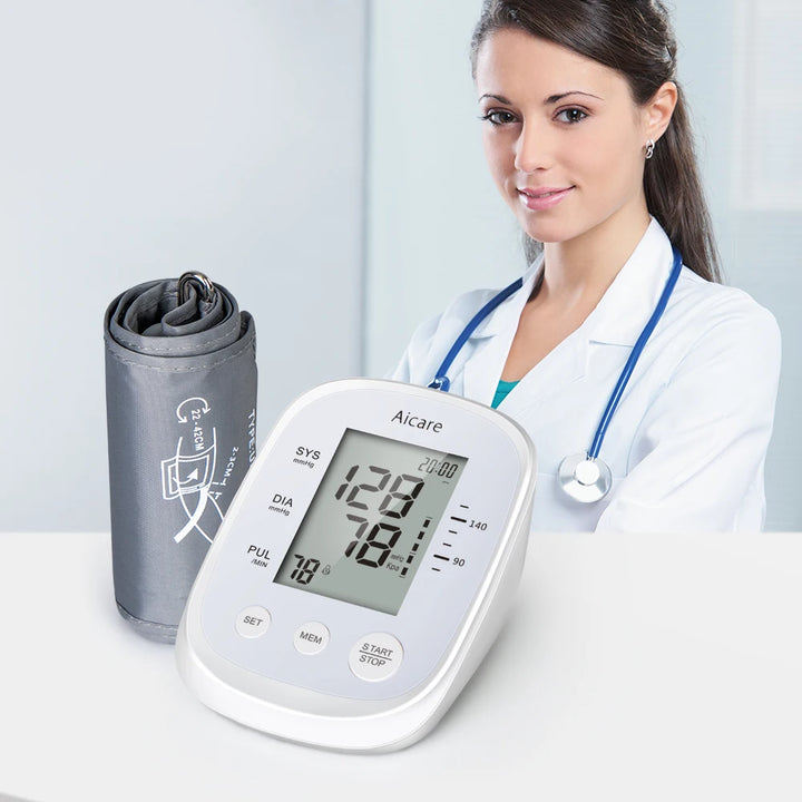 AICARE Blood Pressure Monitor Digital Tonometer Upper Arm Blood Pressure Meter Automatic BP Medical Sphygmomanometer Pulse