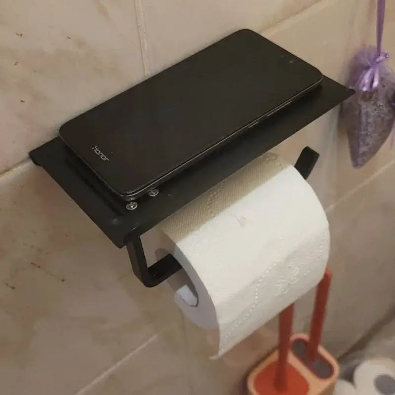 Aluminum Alloy Toilet Paper Holder, Bathroom Wall Mount ,WC Paper Phone Holder