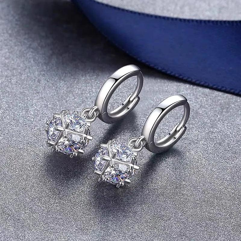 925 Sterling Silver Earrings Crystal Zircon Jewelry Elegant Drop Earrings